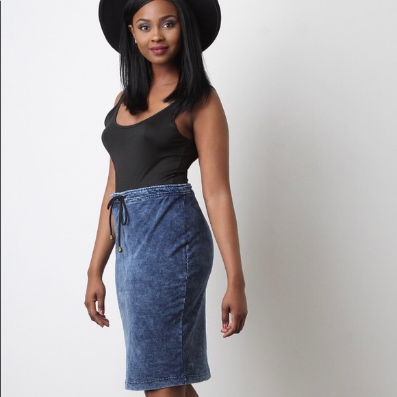 Dresses & Skirts - Last One* Denim Waist-Tie Pencil Skirt